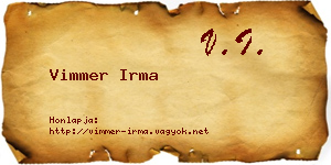 Vimmer Irma névjegykártya